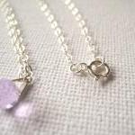 Sterling Silver Necklace With Tiny Violet Glass..