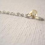 Sterling Silver Necklace With Tiny Soft Yellow..